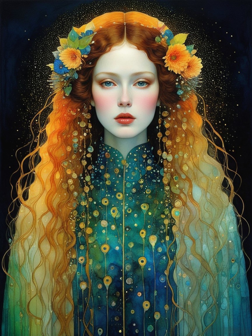 Ethereal Woman with Floral Adornments and Glow