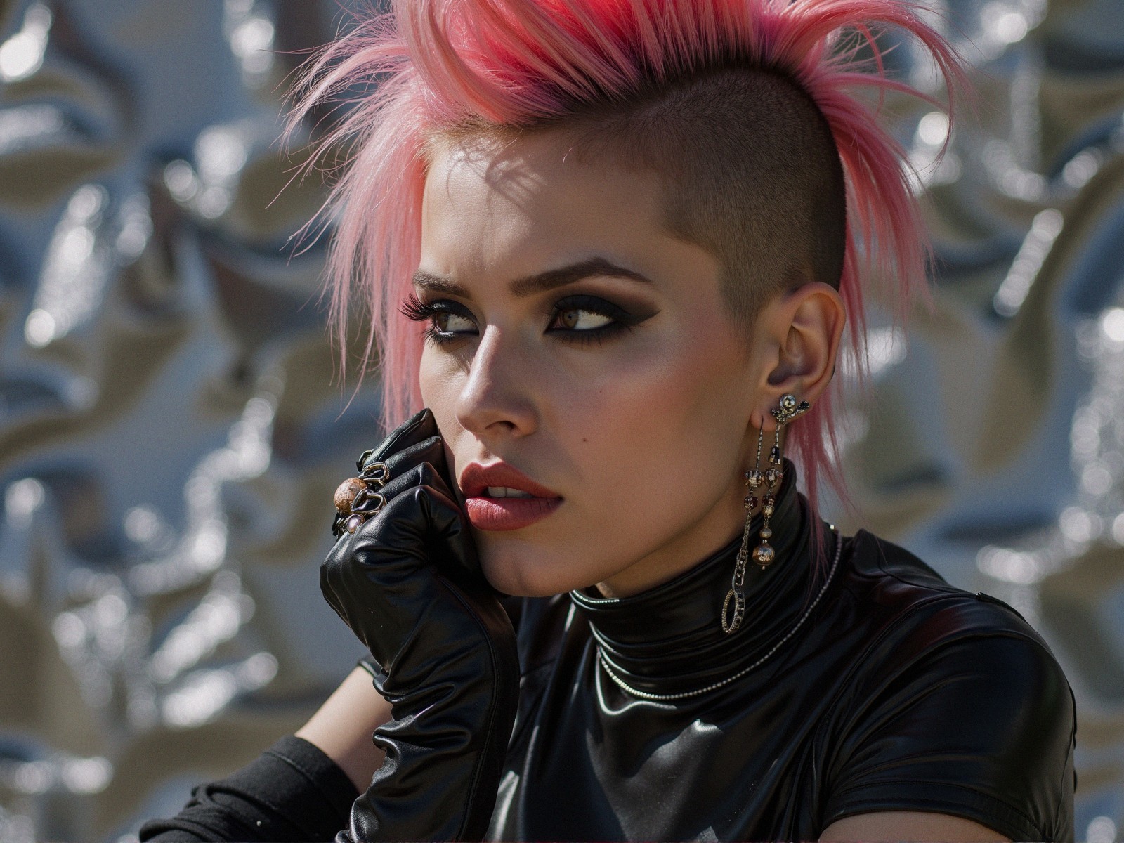 Bold Fashion Statement with Pink Mohawk Hairstyle