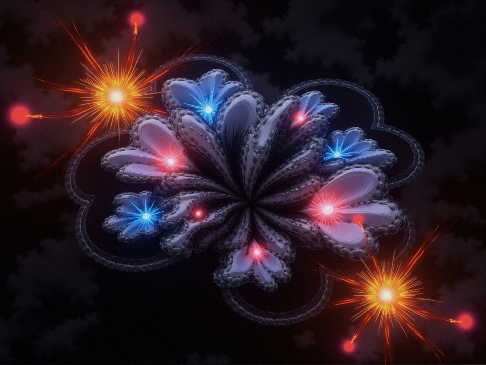 Vibrant Abstract Floral Design with Glowing Elements