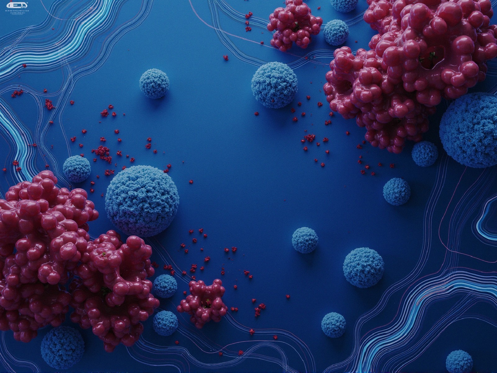 Abstract Colorful Spheres on Deep Blue Background
