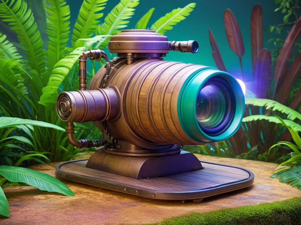 Vintage-Inspired Camera Design in Jungle Setting