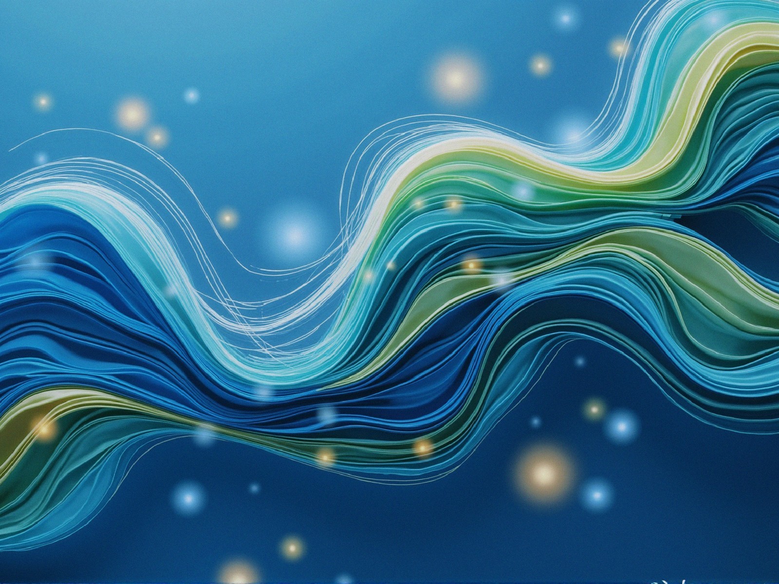 Abstract Wave Design in Blue and Green Shades