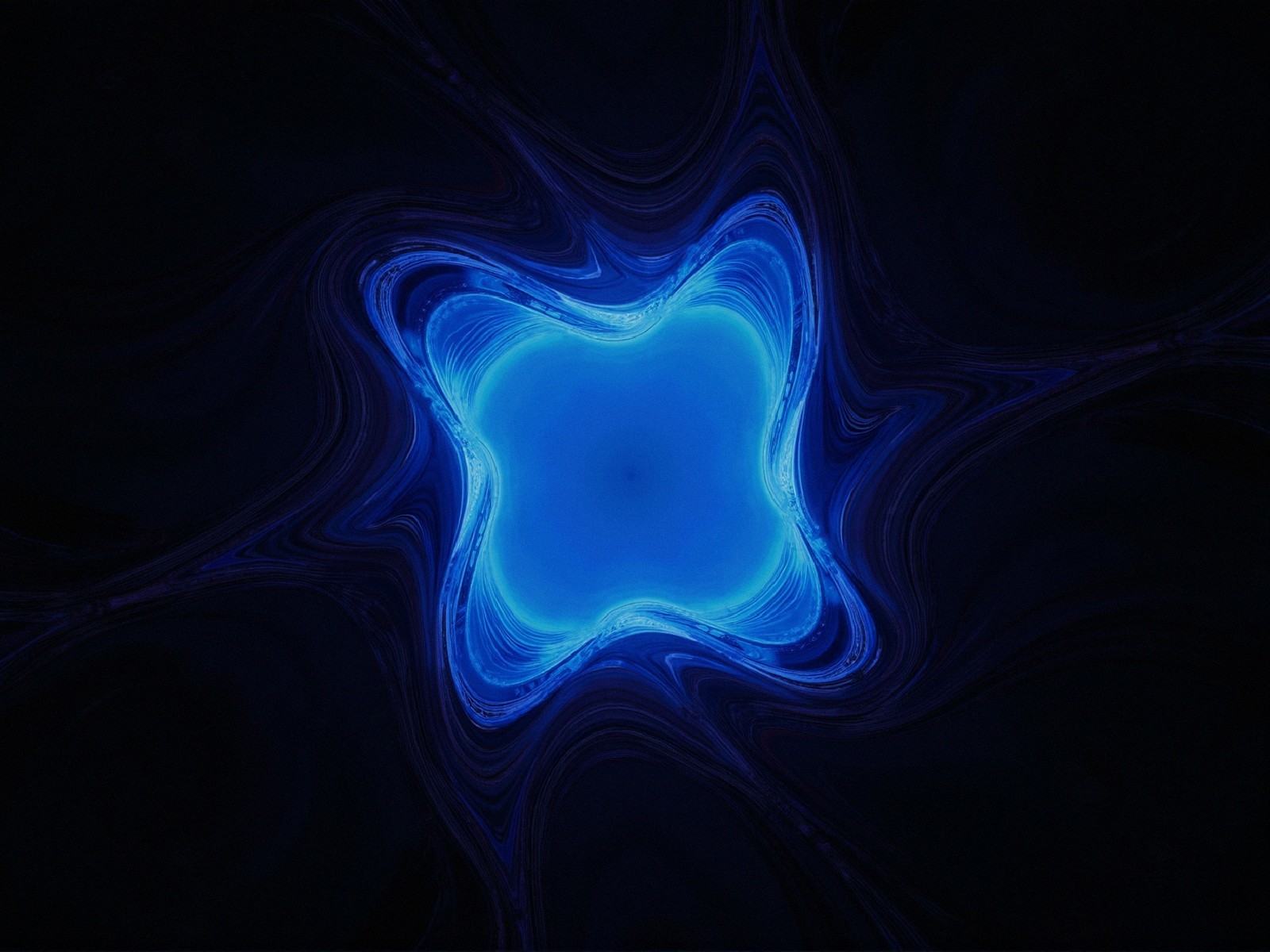 Abstract Design of Glowing Blue Star on Black Background