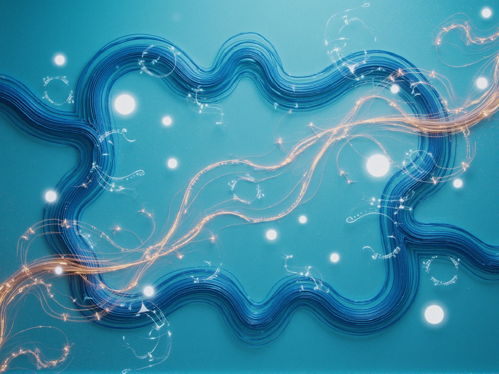 Abstract Design with Blue Lines and Teal Background