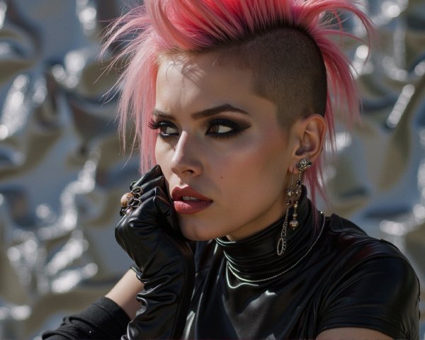Bold Fashion Statement with Pink Mohawk Hairstyle