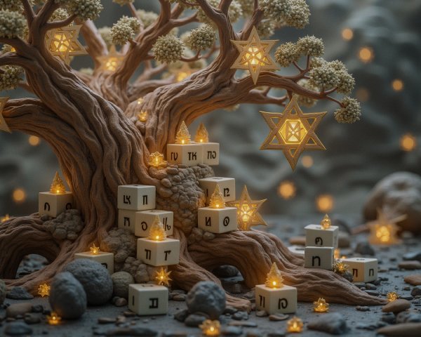 Decorative tree with glowing stars and ambient lights