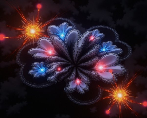 Vibrant Abstract Floral Design with Glowing Elements