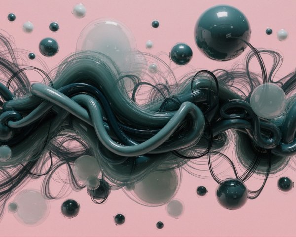 Abstract Composition of Strands and Spheres in Pink