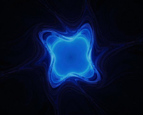 Abstract Design of Glowing Blue Star on Black Background