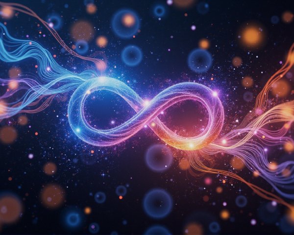 Vibrant Digital Infinity Symbol in Cosmic Background