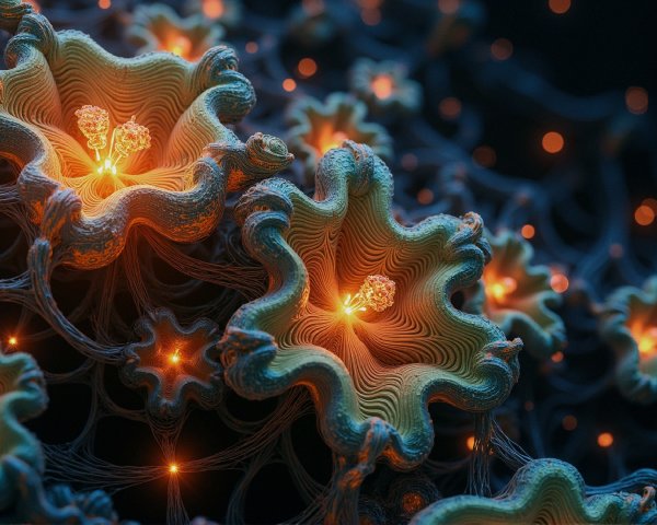 Close-Up of Bioluminescent Floral Structures