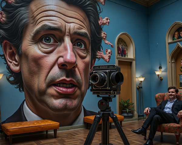 Surreal Mural and Vintage Chair in Decorated Gallery