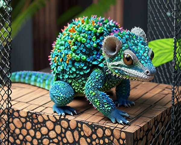 Colorful Whimsical Lizard-like Creature Description