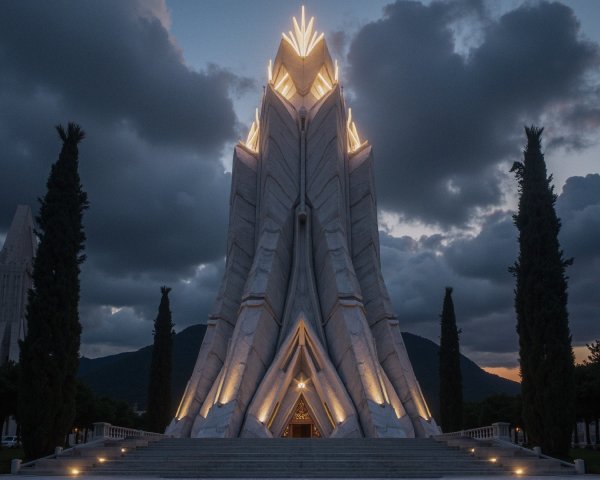 Striking Architectural Monument Against Twilight Sky