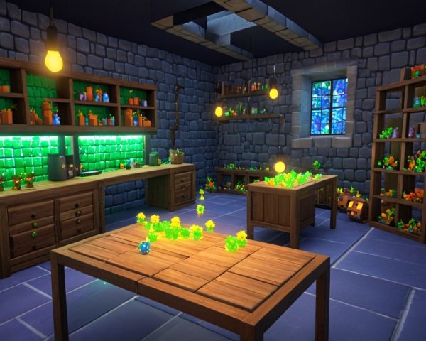 Cozy medieval-style room with wooden furniture and decor