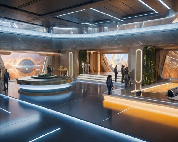 Futuristic Indoor Space with Modern Architecture and Views