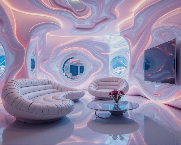 Futuristic Surreal Interior Design with Organic Shapes