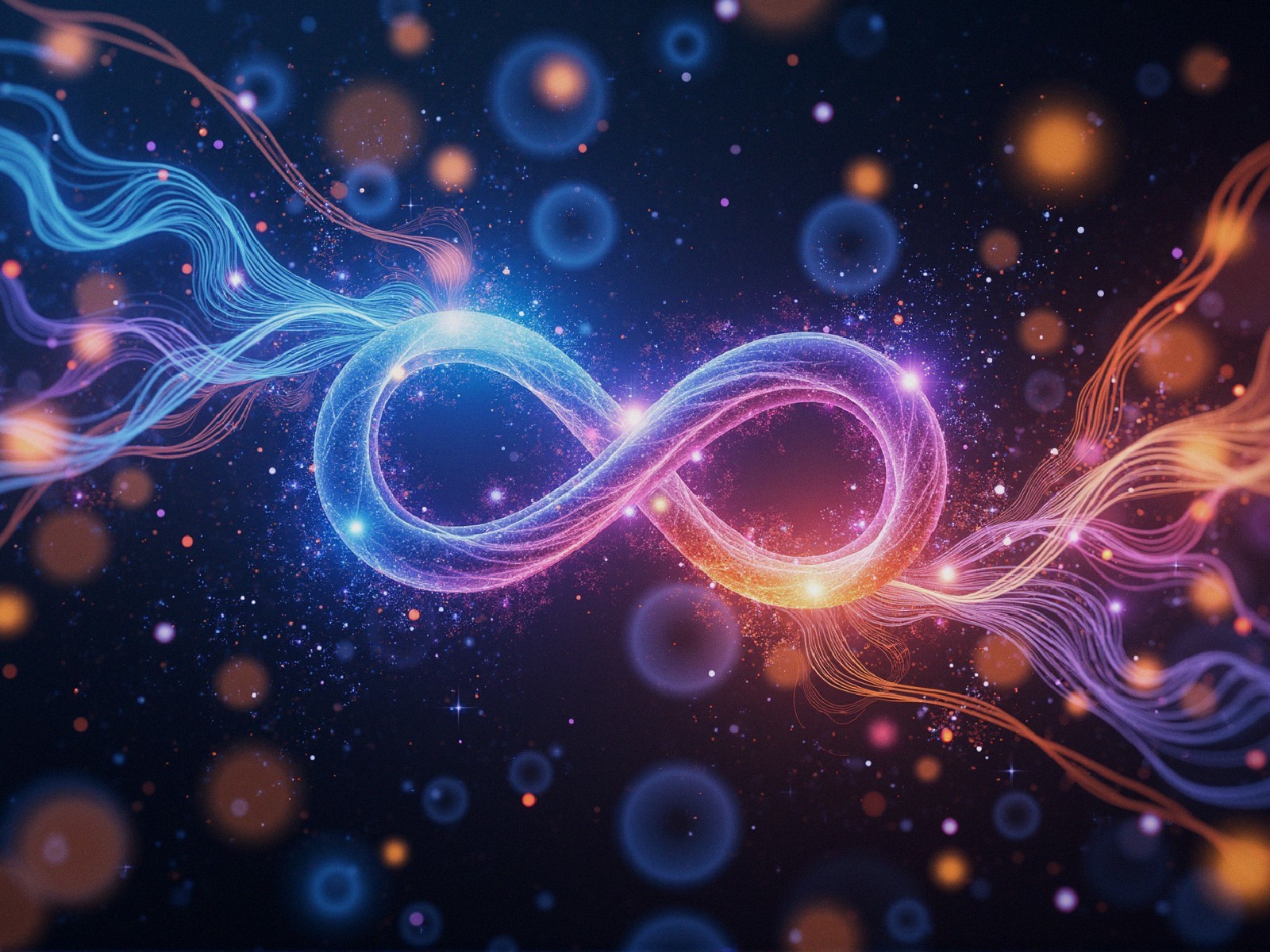 Vibrant Digital Infinity Symbol in Cosmic Background
