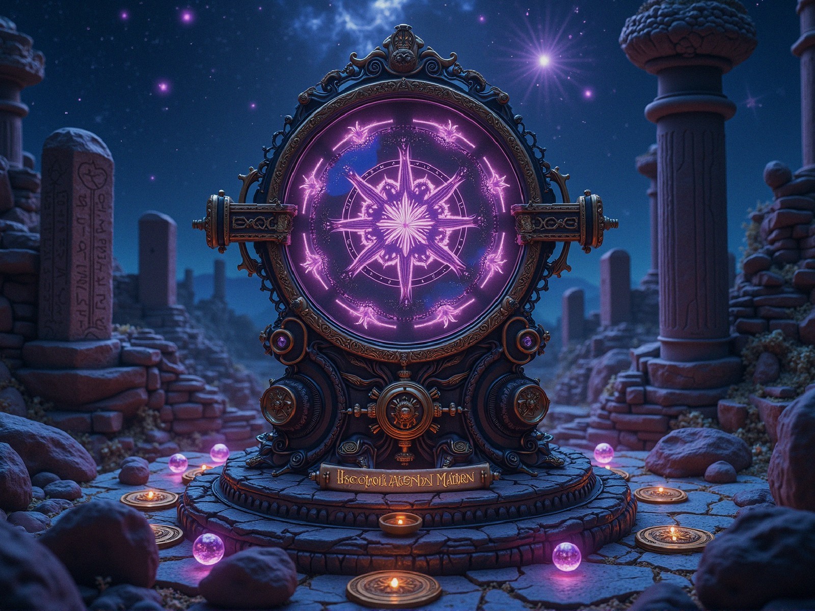 Mystical Portal in Ancient Ruins with Stone Pillars