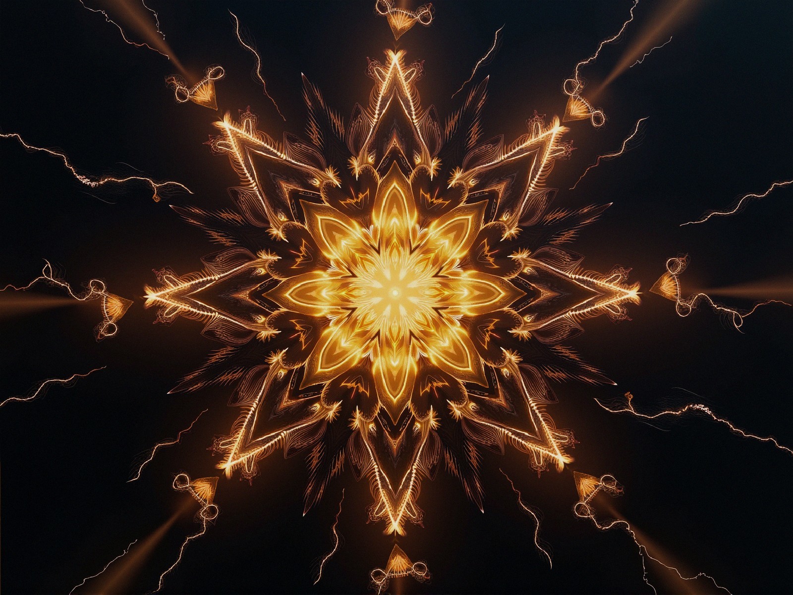 Intricate Golden Mandala Design on Dark Background