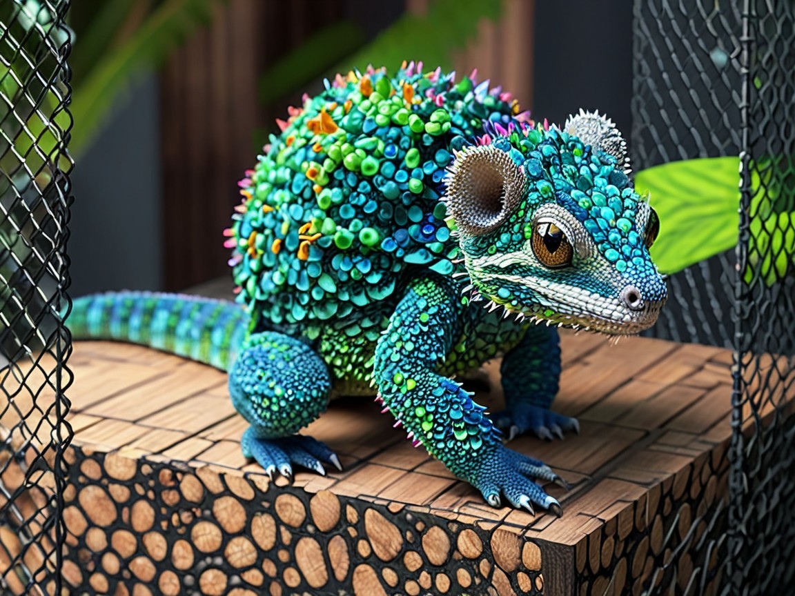 Colorful Whimsical Lizard-like Creature Description