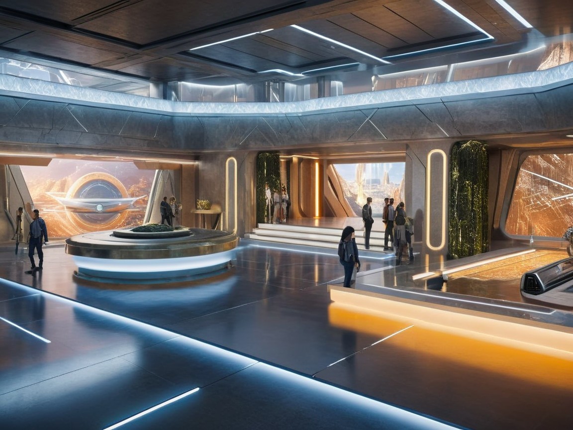 Futuristic Indoor Space with Modern Architecture and Views