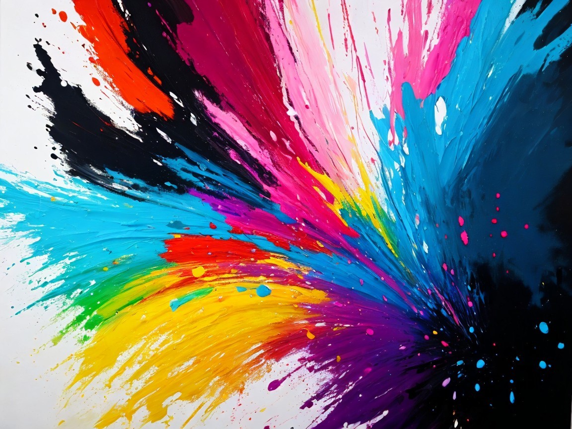 Vibrant Color Explosion on White Canvas