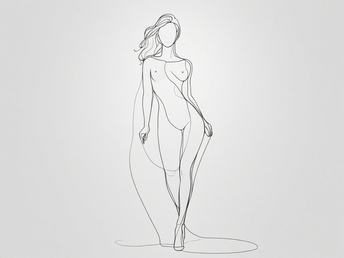 Minimalist Line Drawing of a Female Figure