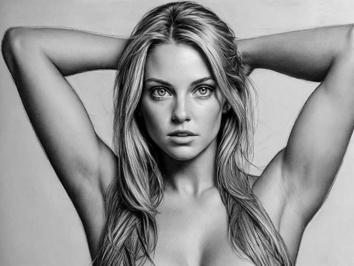 Black-and-white portrait of a confident woman