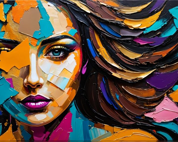 Stylized Portrait of a Woman with Vibrant Colors