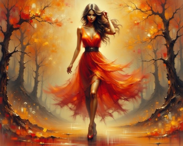 Portrait of a Woman in an Autumn Forest Setting
