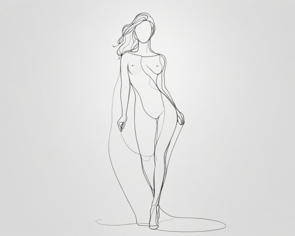 Minimalist Line Drawing of a Female Figure