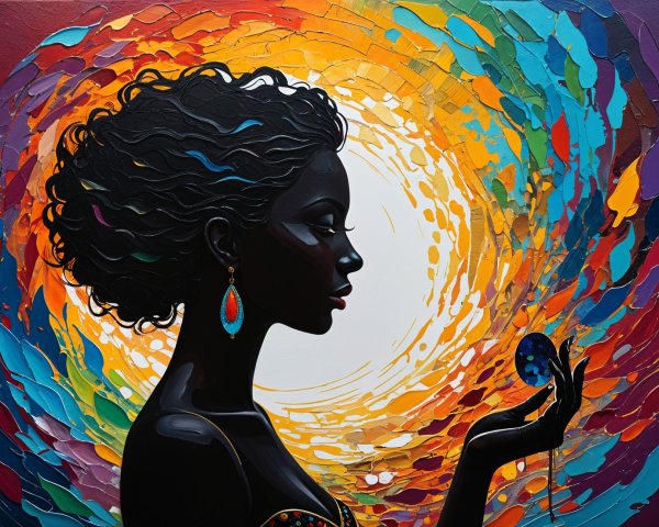 Silhouette of a Woman with Colorful Textured Background