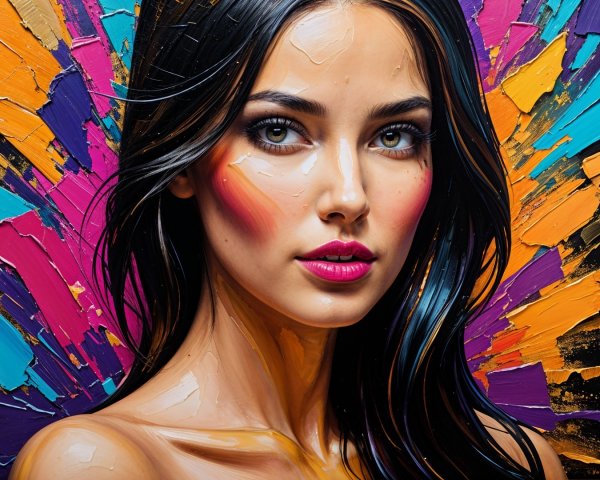 Portrait of a Woman with Colorful Makeup and Hair
