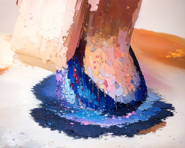 Close-Up of Textured Abstract Painting with Vibrant Colors