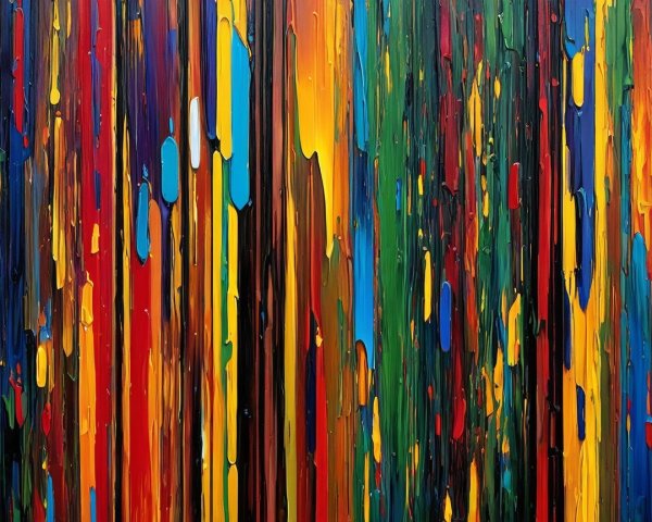 Abstract Painting with Vibrant Vertical Color Stripes