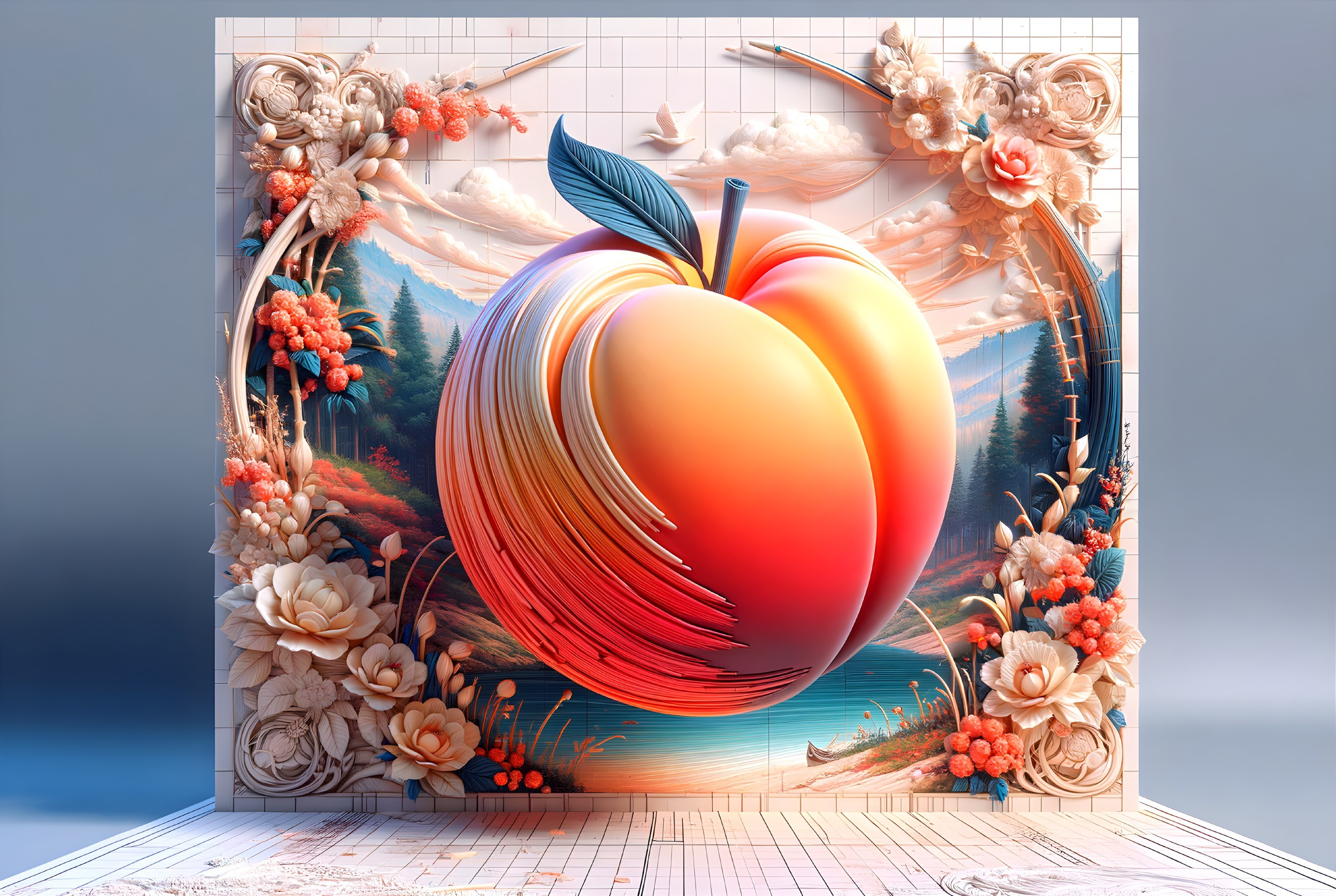 Vivid Peach: A Stunning 3D Masterpiece