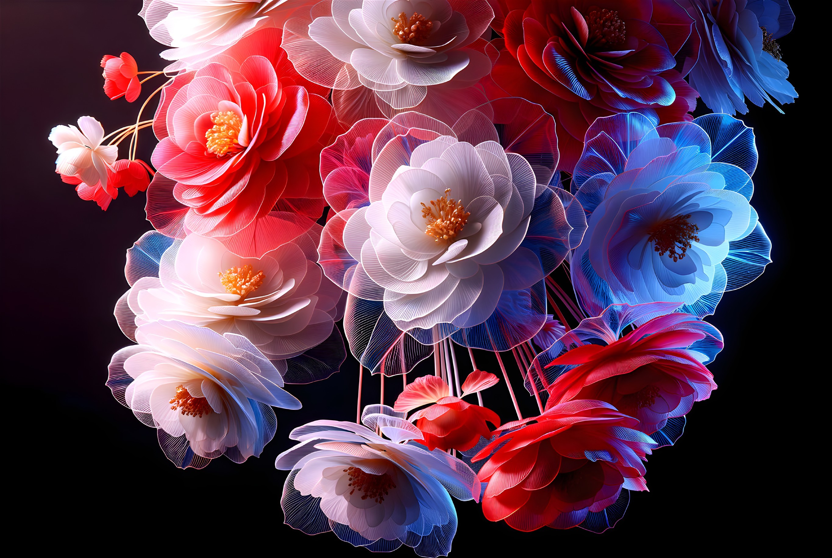 Vibrant Arrangement of Red and White Flowers