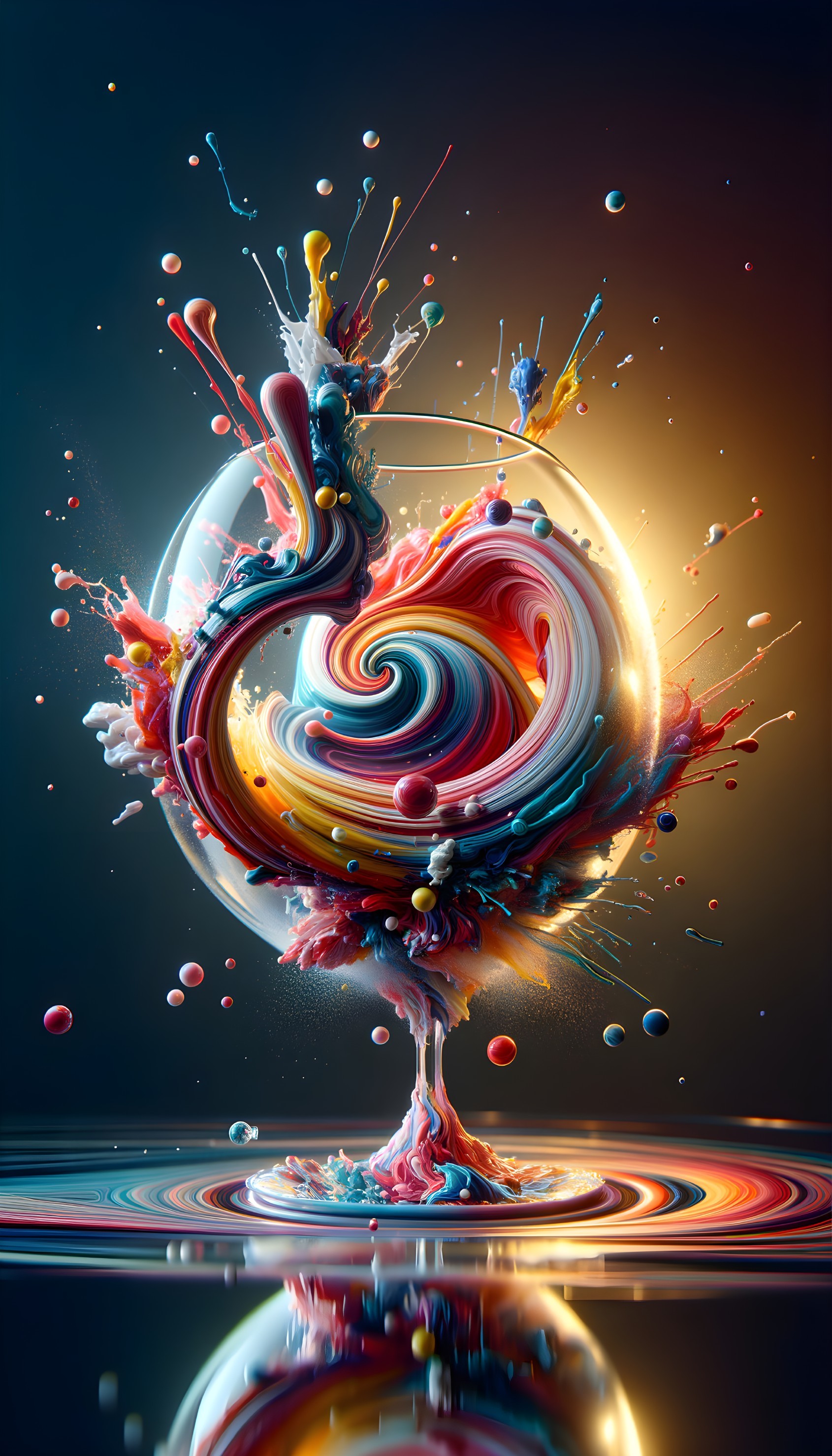 Vibrant Colorful Swirls in Translucent Glass Display