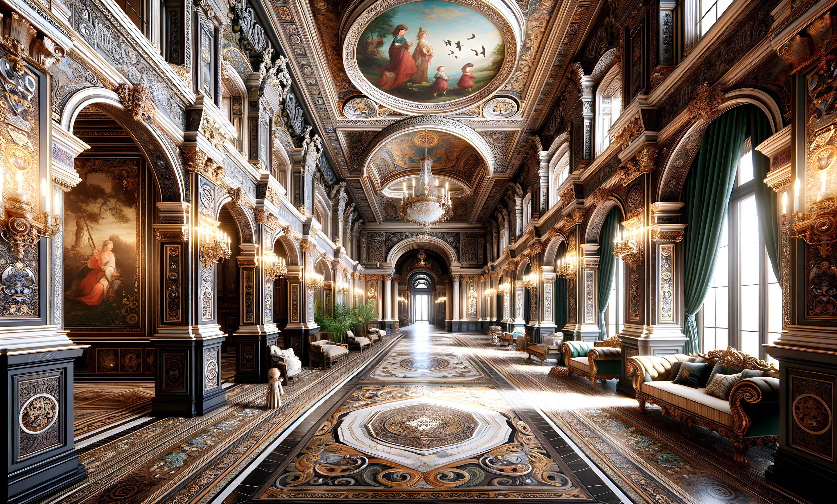 Opulent Baroque Interior Hall with Elegant Features