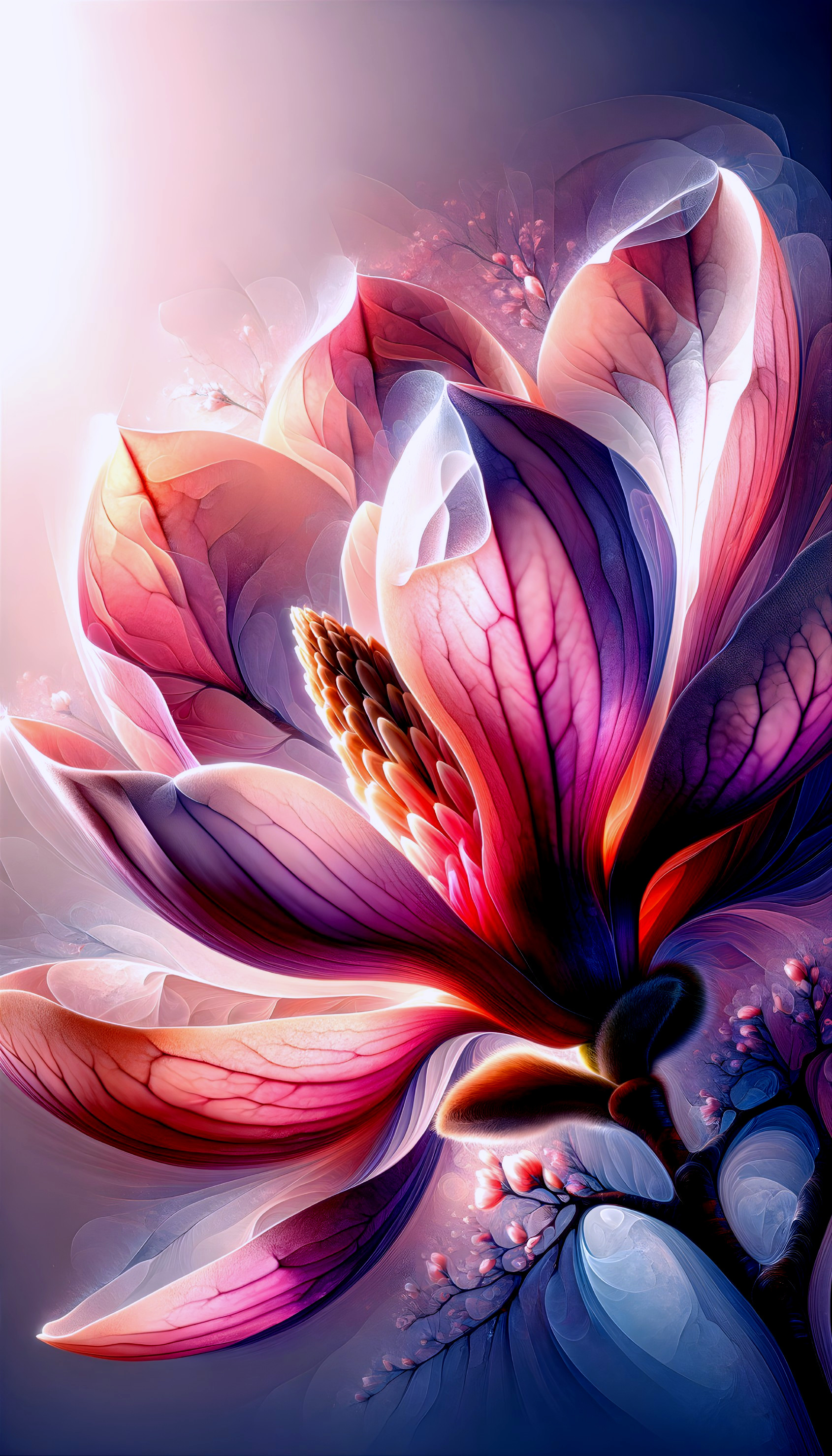 Detailed Description of a Blooming Magnolia Flower