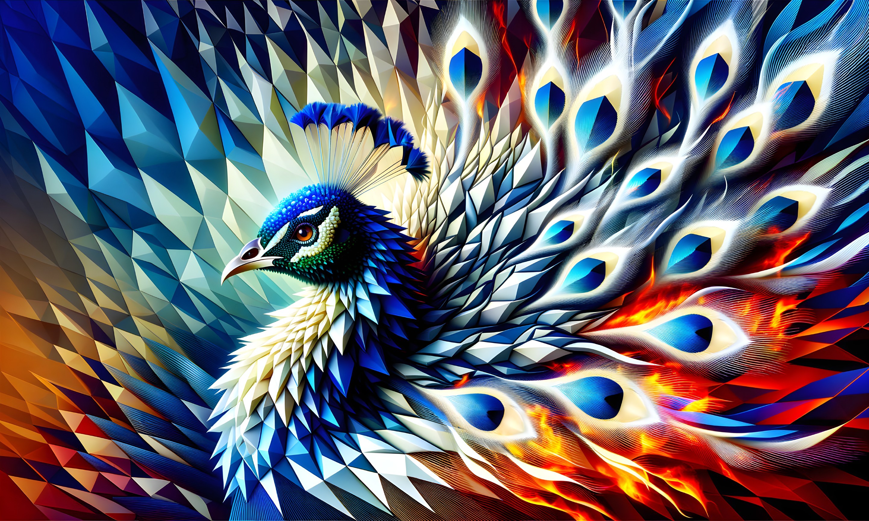 Peacock Fire: 3D Photographic Beauty