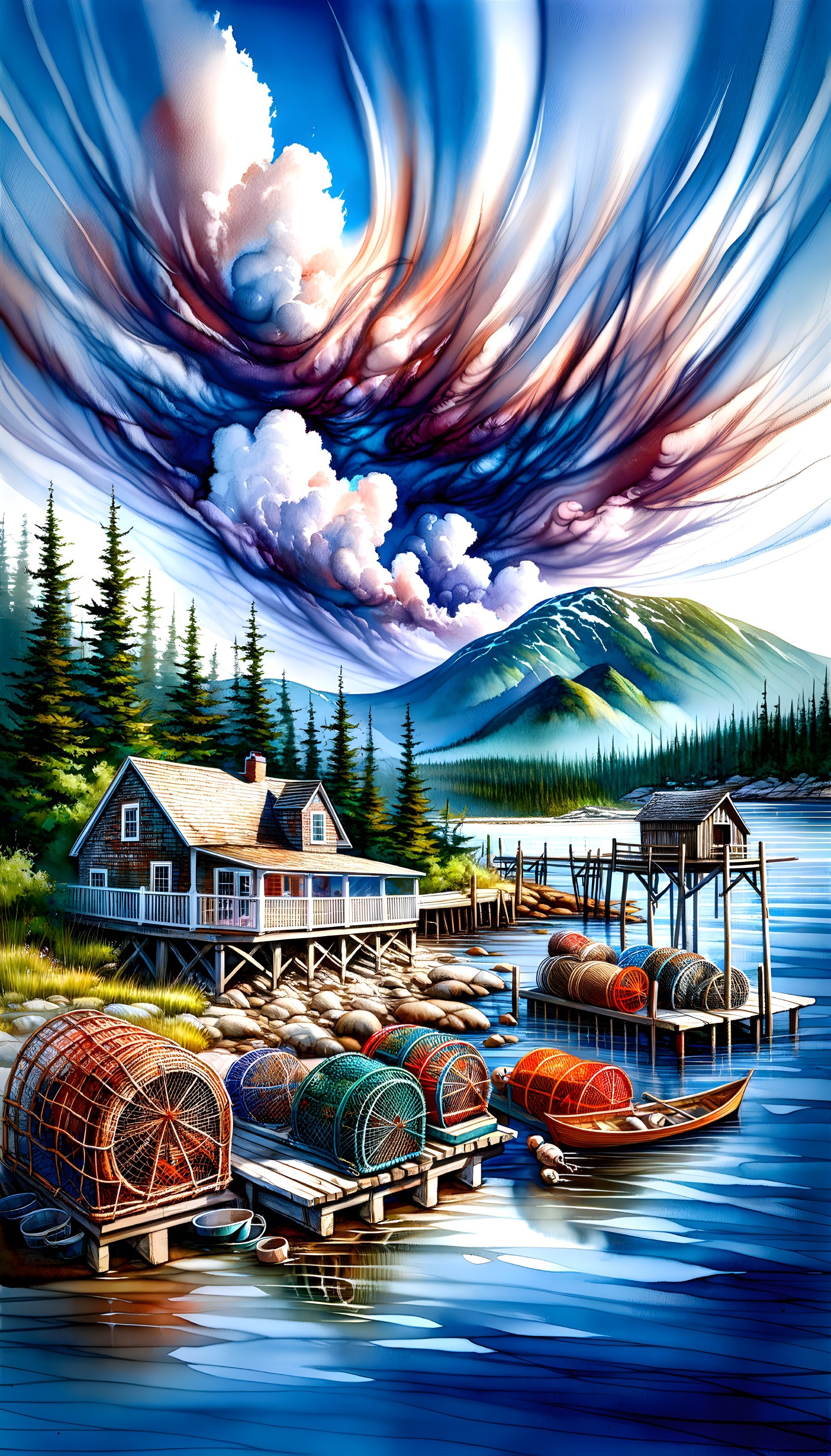 Waterfront Cabin by Serene Lake with Colorful Traps