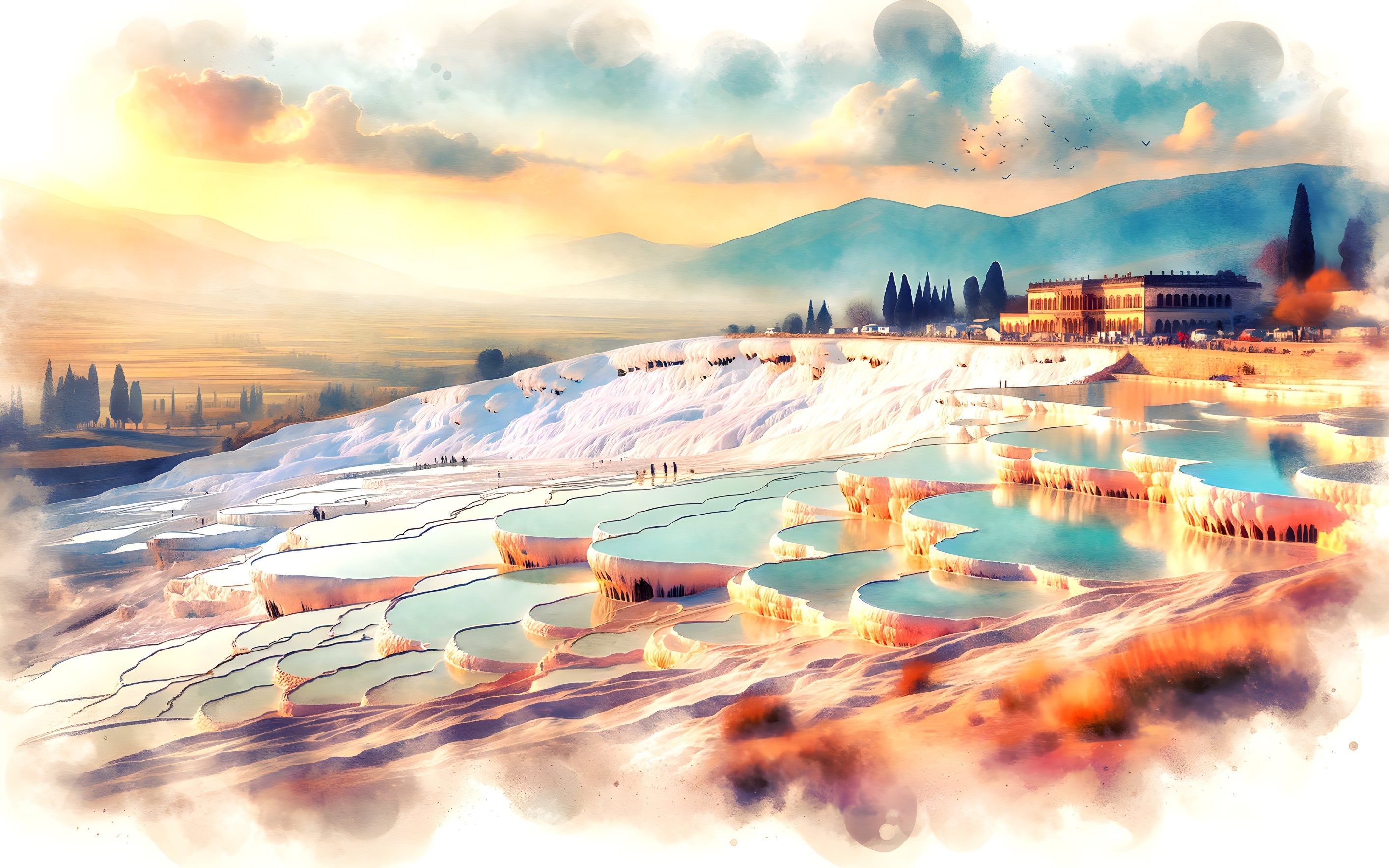 Pamukkale's White Travertine Terraces and Pools