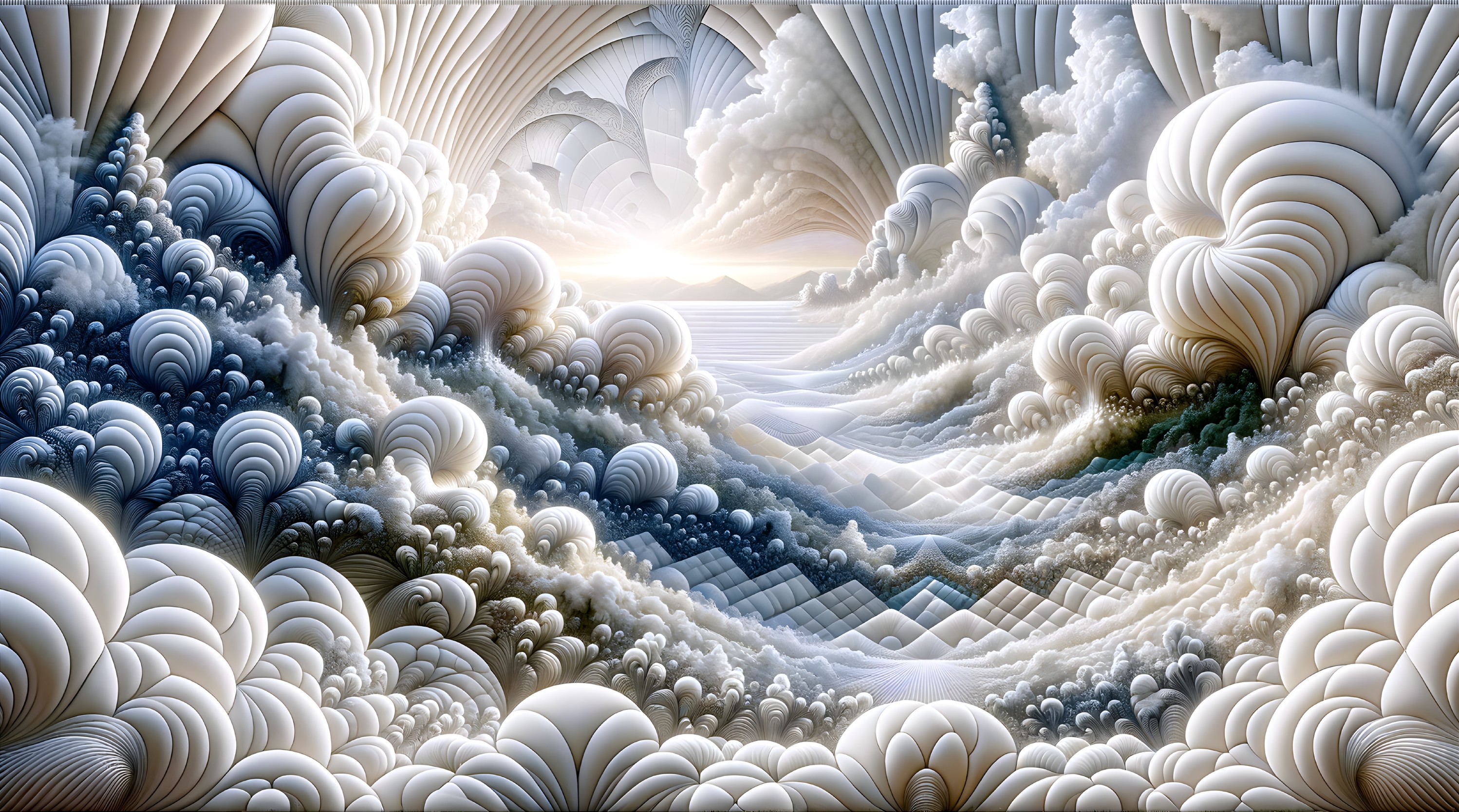 Serene Landscape with Layered Clouds and Soft Colors