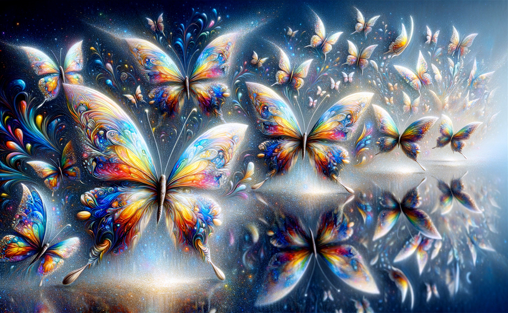 Vibrant Butterflies in Blue, Orange, and Gold Colors