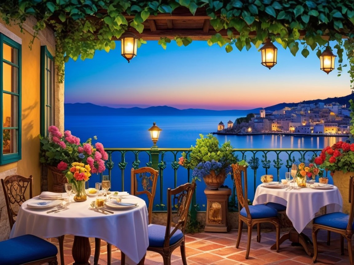 Charming Outdoor Dining Area with Coastal Views