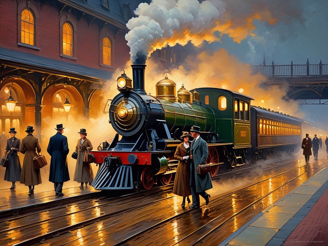 Vintage Steam Locomotive at Historic Train Station