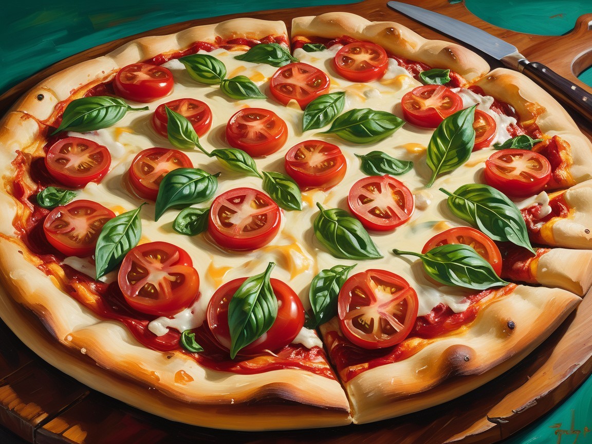 Freshly Baked Pizza on Wooden Cutting Board