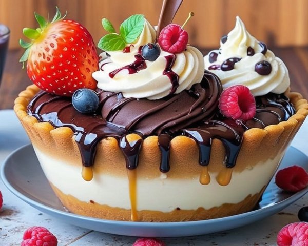 Decadent Dessert with Cookie Crust and Ganache Layers